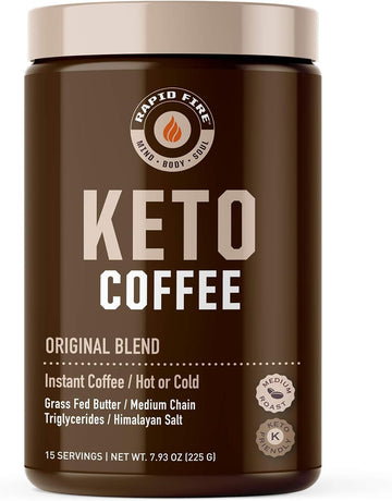 Ketogenic Fair Trade Instant Keto Coffee Mix Supports Energy Metabolism Weight Loss Ketogenic Diet Canister 15 Servings, Original, 7.93 Ounce