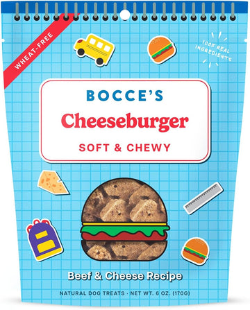 Bocce'S Bakery Cheeseburger Treats For Dogs, Wheat-Free Everyday Dog Treats, Made With Real Ingredients, Baked In The Usa, All-Natural Soft & Chewy Cookies, 6 Oz