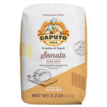 Antimo Caputo Semola Di Grano Duro Rimacinata Semolina Flour 2.2Lb (1Kg), Bag - All Natural Dough For Fresh Pasta (10 Bags Of 2.2 Pound Each)