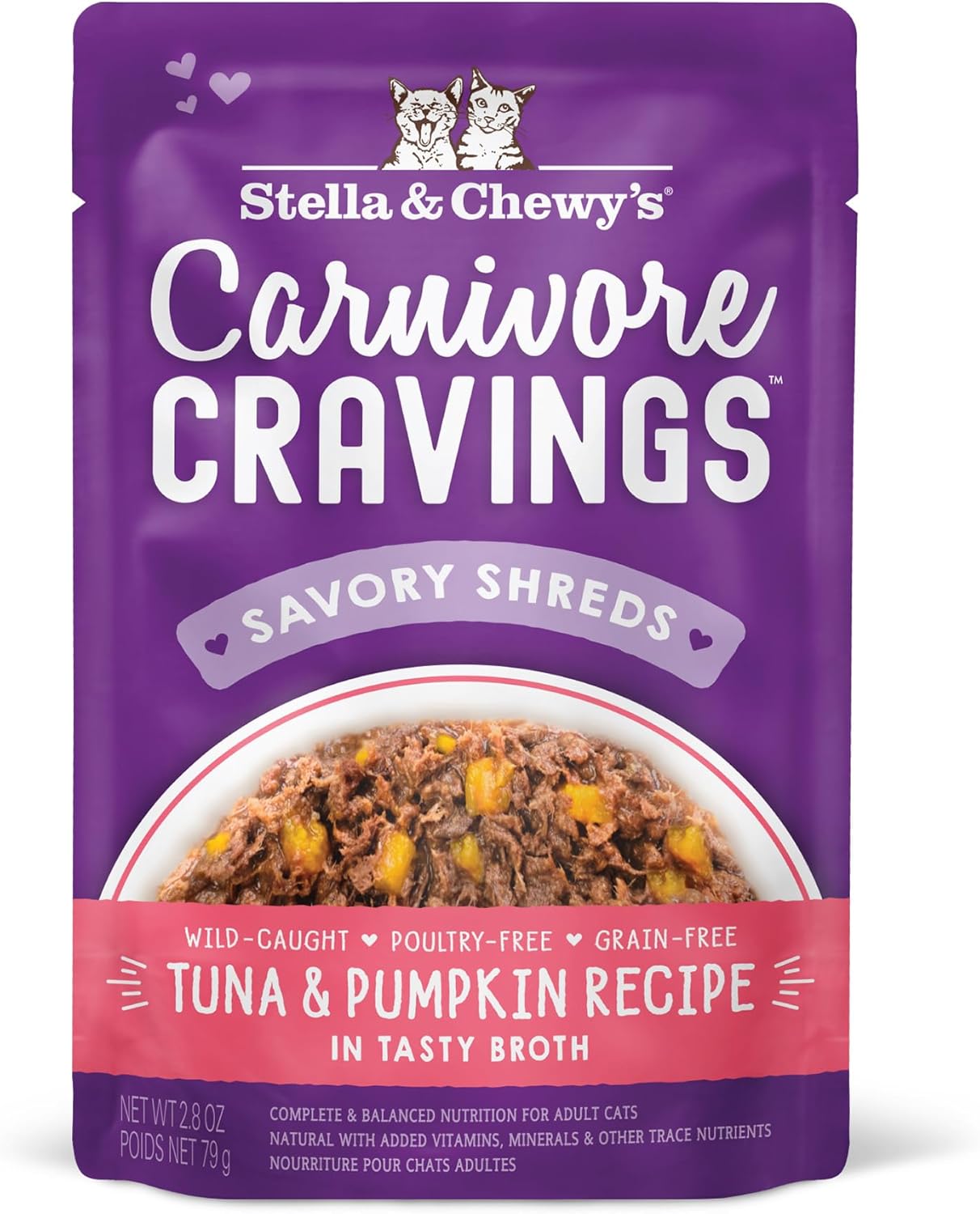 Stella & Chewy'S Carnivore Cravings Wet Cat Food Pouches – Grain Free, Protein Rich Meal, Topper Or Treat – Tuna & Pumpkin Recipe (2.8 Ounce Pouches, Case Of 24)