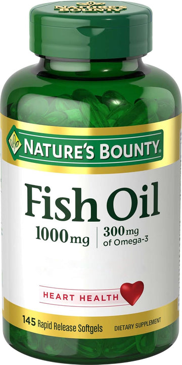 Nature'S Bounty Fish Oil, Supports Heart Health, 1000Mg, Rapid Release Softgels, 145 Ct