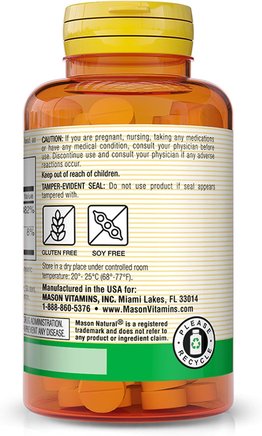 Mason Natural Vitamin B6 100 Mg With Calcium - Healthy Heart, Supports Muscle And Nerve Function, Improved Energy Metabolism, 100 Tablets