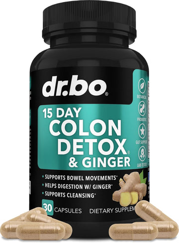 Colon Cleanser Detox For Weight Flush - 15 Day Colon Cleanse Pills With Ginger - Fast Natural Laxative, Constipation Relief, Bowel Movement Supplements For Intestinal Stomach Bloating Gut Loss Support