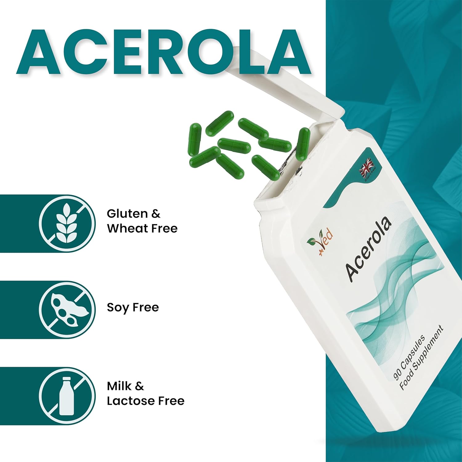 VED Organic Acerola Cherry, Acerola Cherry Spray Dried Juice Powder 850 mg, 90 Vegan Capsule (45 Days Supply) : Amazon.co.uk: Health & Personal Care