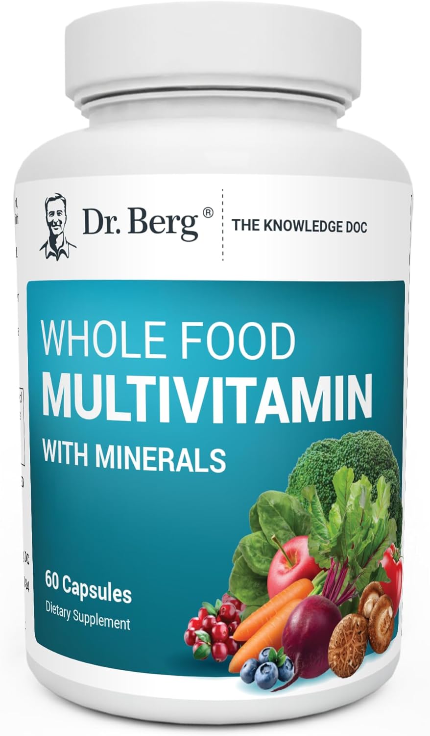 Dr. Berg Whole Food Multivitamin With Minerals - Daily Multivitamin For Men And Women - Includes Premium Whole Food Fruits And Vegetable Blend With Folate, Alpha-Lipoic Acid And More - 60 Capsules