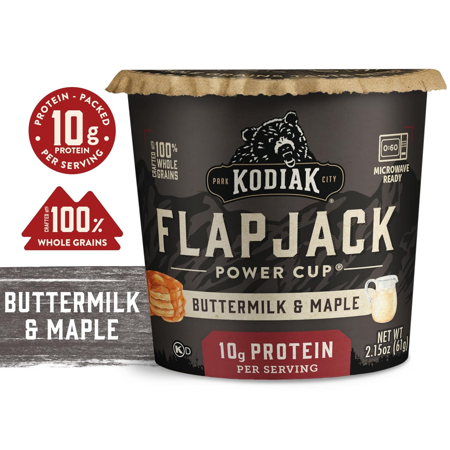 Kodiak Cakes Instant Pancake & Flapjack Cups, Buttermilk & Maple, High Protein, 100% Whole Grains, (Pack of 12) : Grocery & Gourmet Food