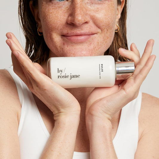 By Rosie Jane Everyday Body Milk (Dulce) - Hydrating Toner & Body Moisturizer To Help Even Skin Tone - Infused With Soothing Aloe Vera And Turmeric Root To Promote Anti-Aging (5 Ounce)