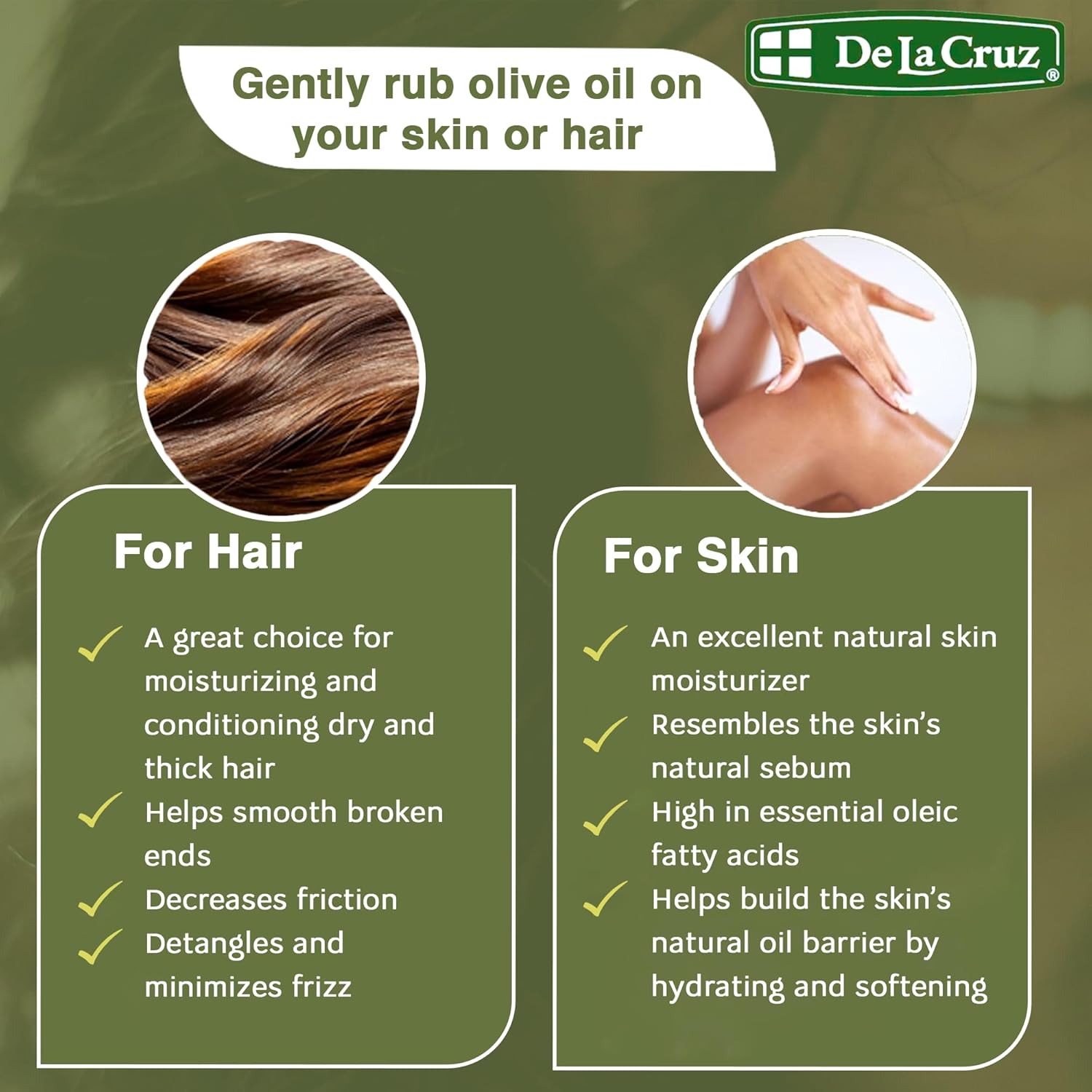 De La Cruz Pure Olive Oil - Natural Expeller Pressed Olive Oil For Hair And Skin - Lightweight Body Oil For Dry Skin 2 Fl Oz (6 Bottles) : Body Oils : Beauty & Personal Care