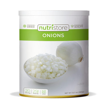 Nutristore Freeze Dried Onions | Premium Quality Vegetables for Long Term Storage or Recipes | Emergency Survival Canned Food Supply | Bulk #10 Can Veggies | 25 Year Shelf Life | 20 Servings