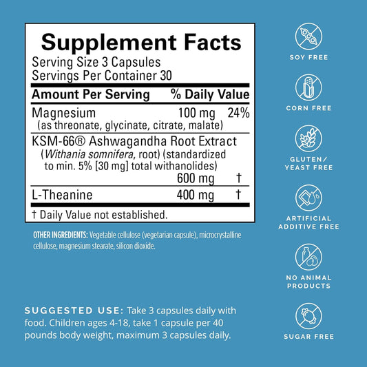 Dr Amen Brainmd Calm My Brain - 90 Vegan Capsules - Fast-Acting Formula With Magnesium, Ashwagandha & L-Theanine - 30 Servings
