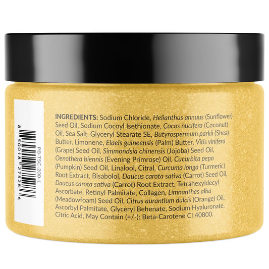 Exfoliating Body Scrub for Men and Women | Turmeric Scrub and Sea Salt Scrub Body Exfoliator with Collagen and Coconut Oil | Hydrating Face Scrub Foot Scrub and Dead Skin Remover for Body Care
