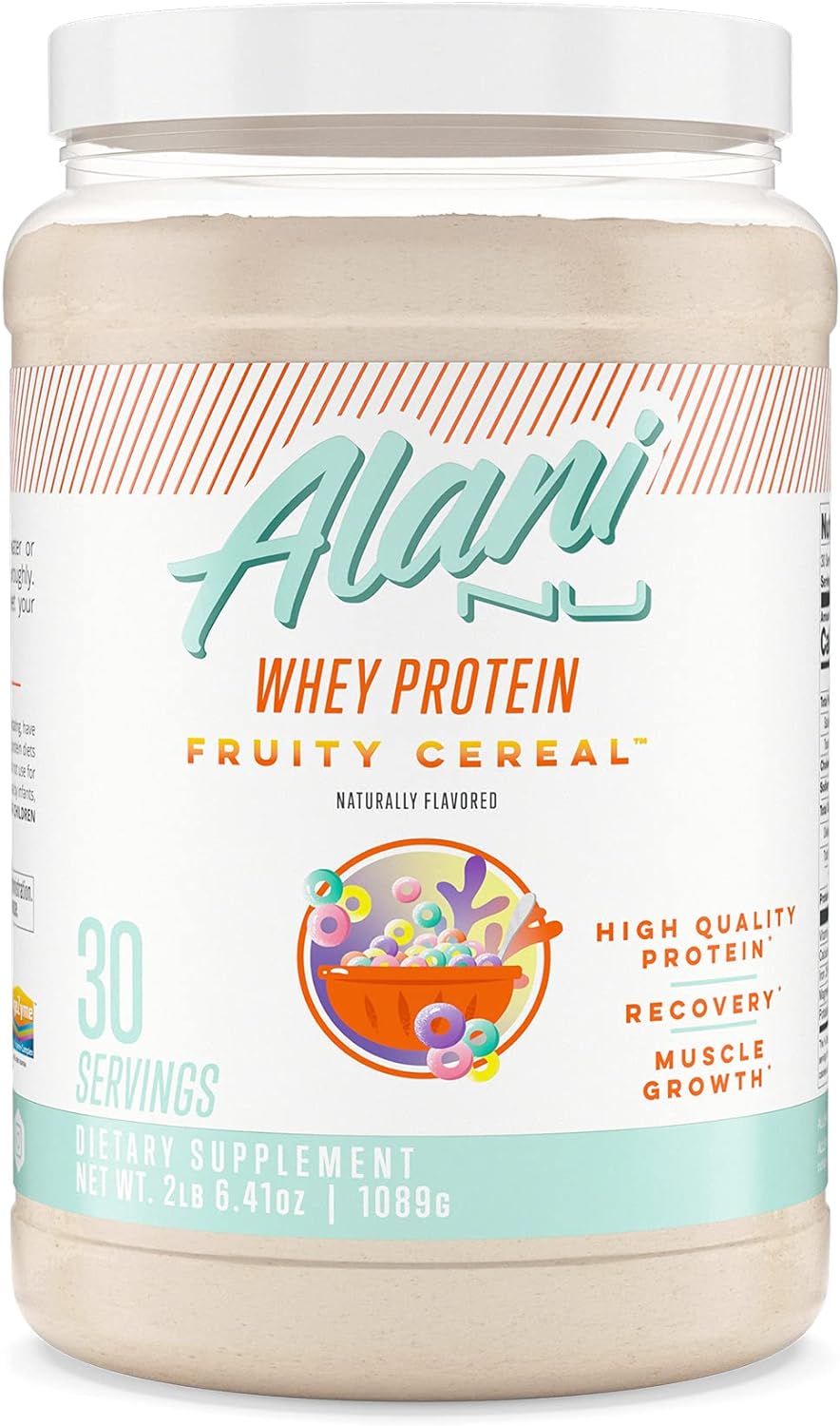 Alani Nu Whey Protein Powder Fruity Cereal | 23g Protein with Low Suga