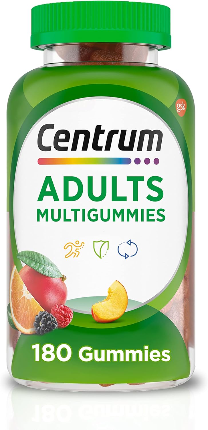 Centrum Multigummies Gummy Multivitamin For Adults, Multivitamin/Multimineral Supplement With Vitamins D, B And E, Assorted Fruit Flavor - 180 Count