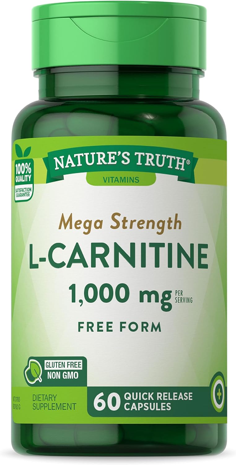 L Carnitine 1000Mg | 60 Capsules | Mega Strength | Free Form | Non-Gmo & Gluten Free Supplement | By Nature'S Truth
