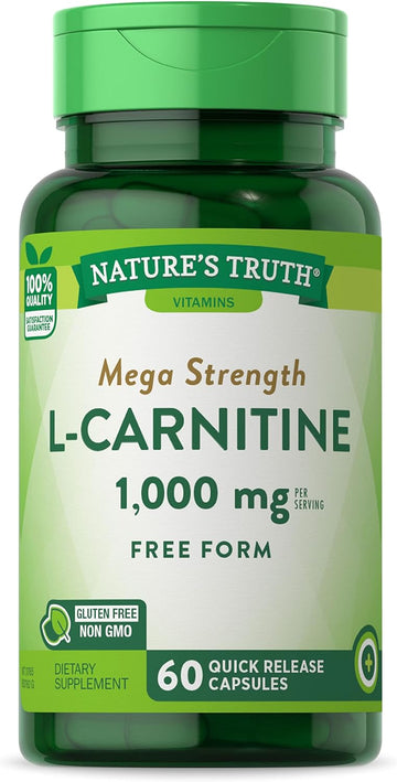 L Carnitine 1000Mg | 60 Capsules | Mega Strength | Free Form | Non-Gmo & Gluten Free Supplement | By Nature'S Truth