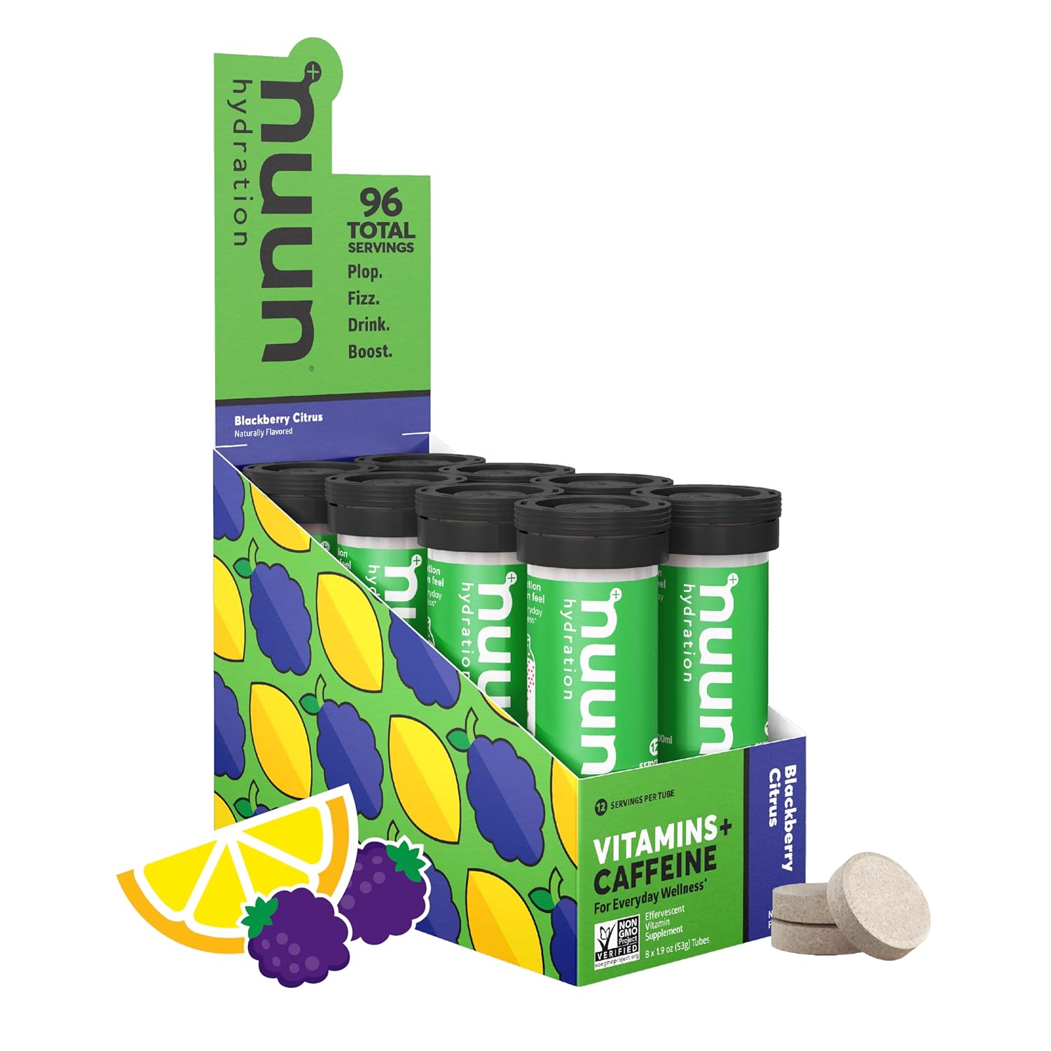 Nuun Vitamins: Vitamins + Electrolyte Drink Tablets, Blackberry Citrus, Box Of 8 Tubes (96 Servings), Enhanced Everyday Wellness & Energy