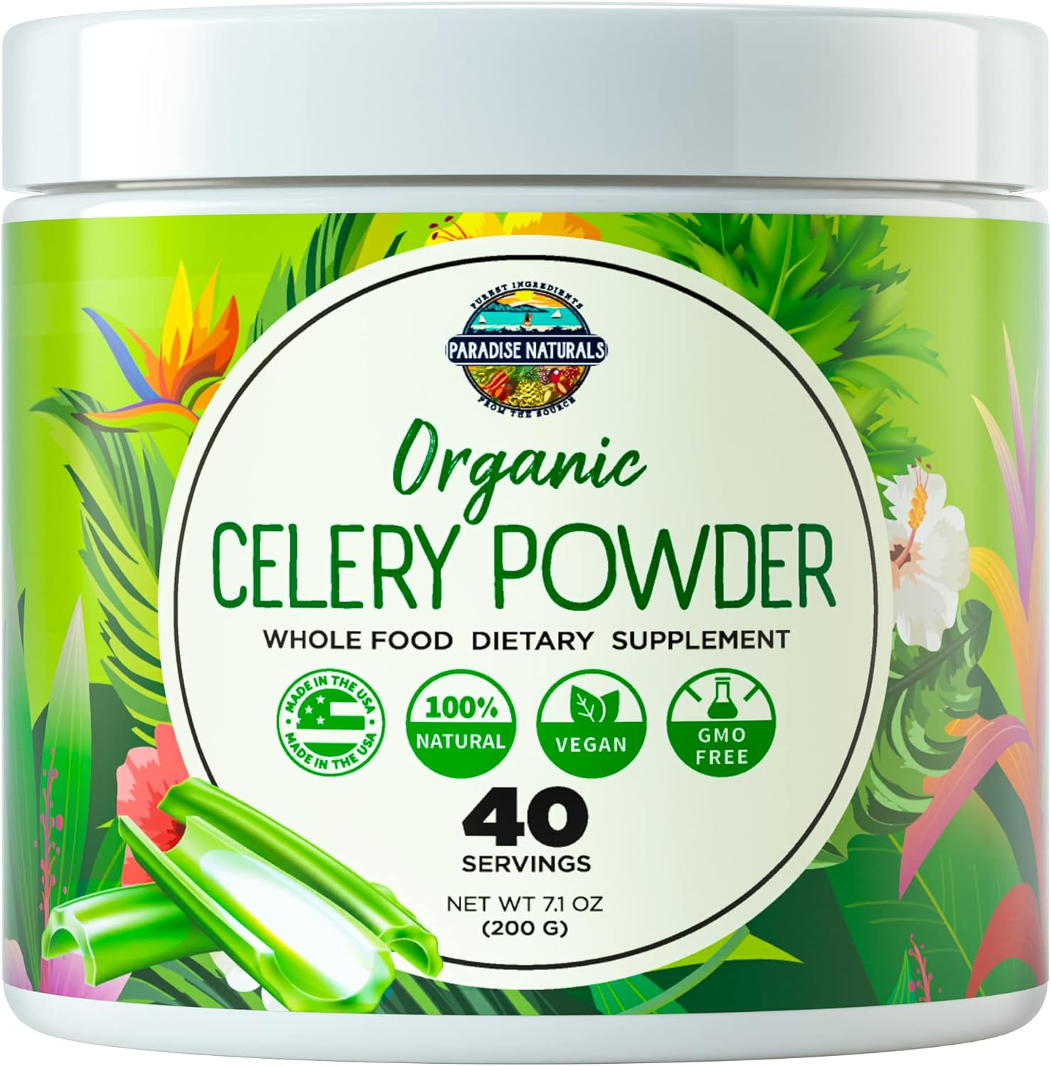 Organic Celery Juice Powder (40 Servings) Supports Gut Health, Detox Juice Cleanse, Boost Energy Levels & Immune System, Green Juice Powder, Powdered Greens, Colon & Body Detox Cleanse for Women Men