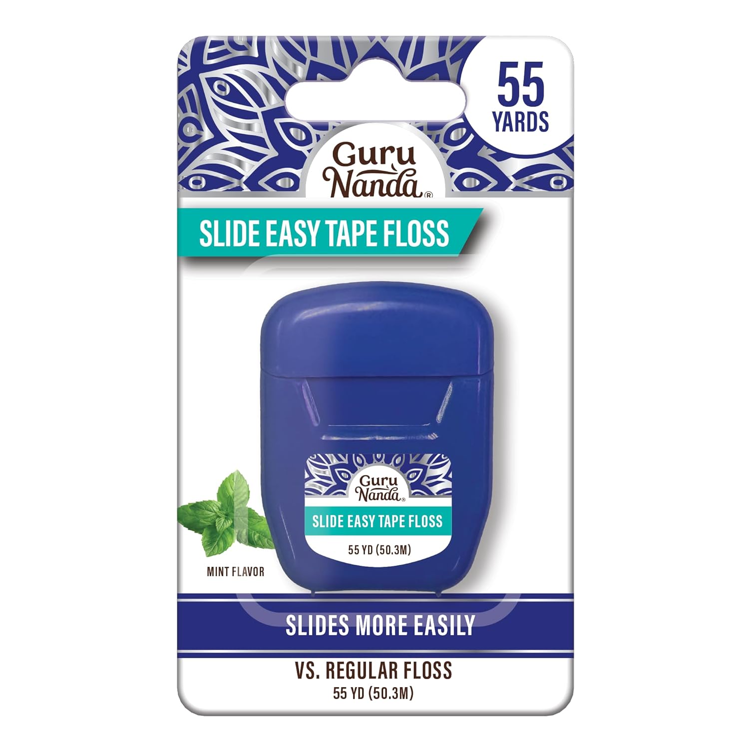 Gurunanda Dental Floss - Slide Easy Tape Thread For Teeth Flossing- - Mint Flavored - 55 Yards