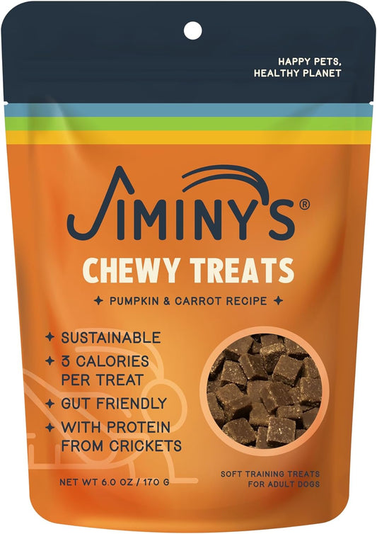 Jiminy's Chewy Cricket Dog Training Treats, Hypoallergenic, 6oz, Pumpkin & Carrot (Pack of 1)