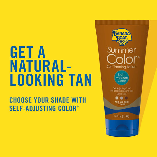 Banana Boat Summer Color Self Tanning Lotion | Light Medium Color for All Skin Tones, Self Tanner Lotion, Sunless Tanning Lotion, Banana Boat Self Tanner, 6oz each Twin Pack