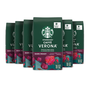 Starbucks Whole Bean Coffee, Dark Roast Coffee, Caffè Verona, 100% Arabica, 6 Bags (18 Oz Each)