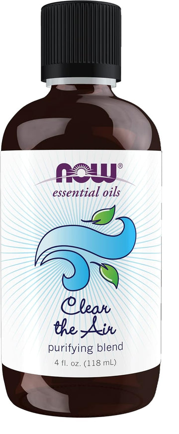 NOW Essential Oils, Clear the Air Oil Blend, Purifying Aromatherapy Scent, Blend of Pure Essential Oils, Steam Distilled, Vegan, Child Resistant Cap, 4-