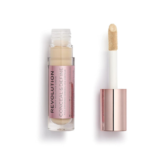 Revolution Beauty, Conceal & Define Concealer, Full Coverage & Lightweight, Long-Lasting Matte Finish, Vegan & Cruelty Free, C6 Fair Or Light Skin Tones, 0.14 Oz