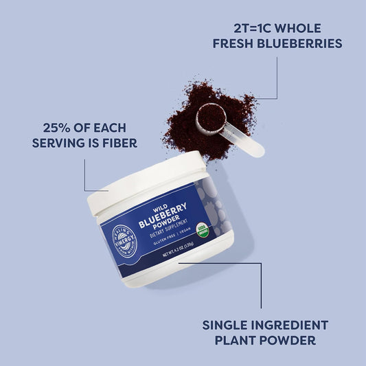 Vimergy USDA Organic Wild Blueberry Supplement Powder, Trial Size - 30 Servings ? Natural Wild Blueberries - Fruit Powder for Smoothies, Juices, Fruit Bowls, Non-GMO, Gluten-Free, Vegan, Paleo (120g)