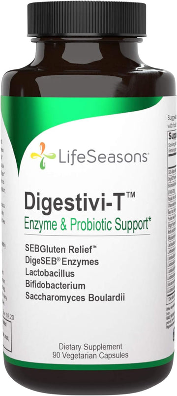 LifeSeasons Digestivi-T - Digestive Enzymes & Probiotic Supplement - Supports Gut Microbiome & Healthy Immune Function - Relieves Bloating & Digestion Discomfort - 90 Capsules