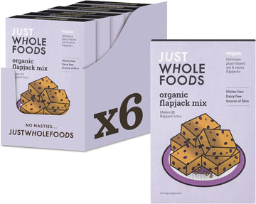 Just Wholefoods Organic Flapjack Mix Baking Kit 6 X 270G | Vegan, Gluten & Dairy Free, Source Of Fibre | Ingredients To Make Up To 72 Brownie Bites |
