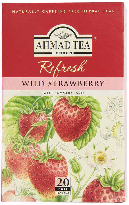 Ahmad Tea Herbal Tea, Wild Strawberry, 20 Ct (Pack Of 6) - Decaffeinated & Sugar-Free