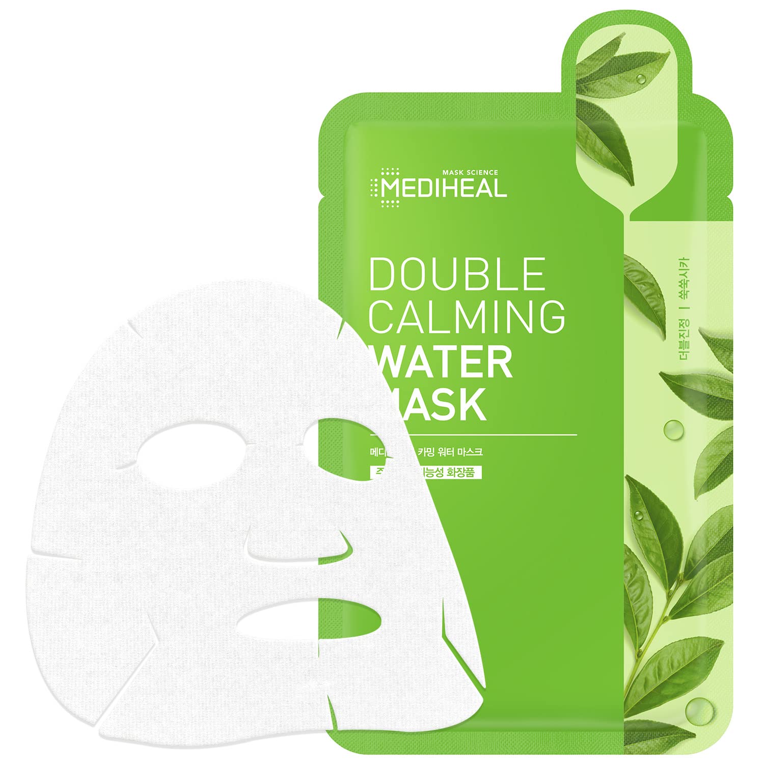 Mediheal Double Calming Water Mask, Pack Of 15 - Calming Face Mask Sheet With Centella Asiatica And Artemisia Extract, Relieves Sensitive And Redness Skin, Silky Smooth Cellulose Sheet