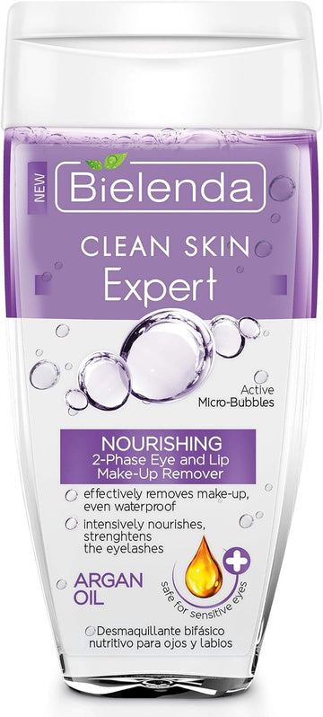Bielenda Clean Skin Expert - Nourishing, 2-Phase Eye And Lip Make-Up Remover - Clean Skin Expert Nourishing 2-Phase Eye And Lip Make-Up Remover With Argan Oil - 150 Ml