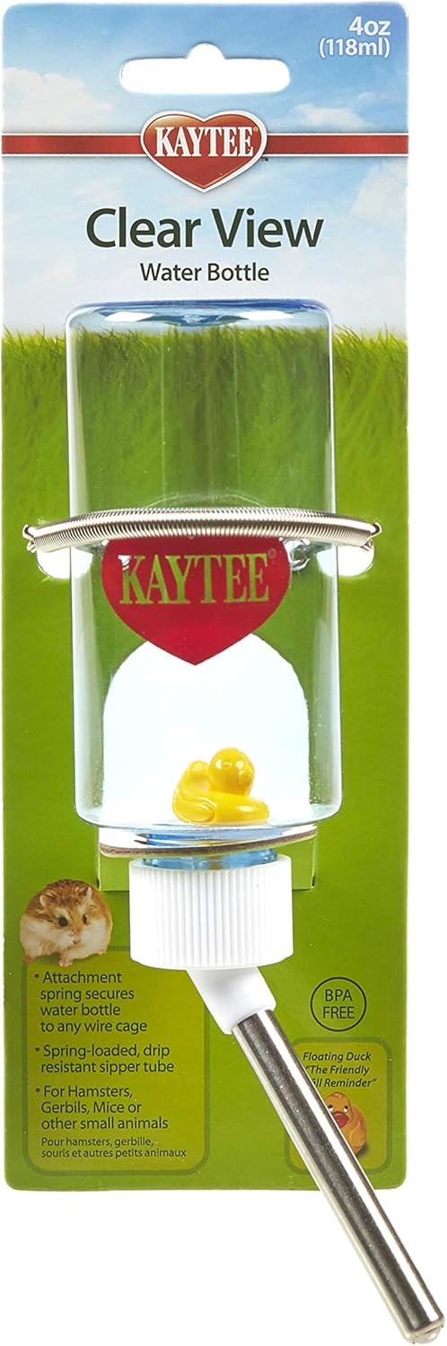 Kaytee Clear View Water Bottle For Pet Gerbils, Hamsters & Mice, 4 Oz