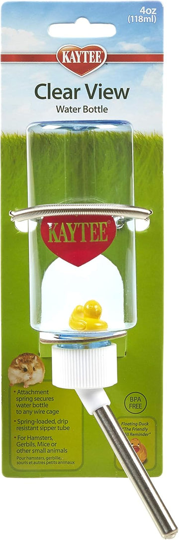 Kaytee Clear View Water Bottle For Pet Gerbils, Hamsters & Mice, 4 Oz