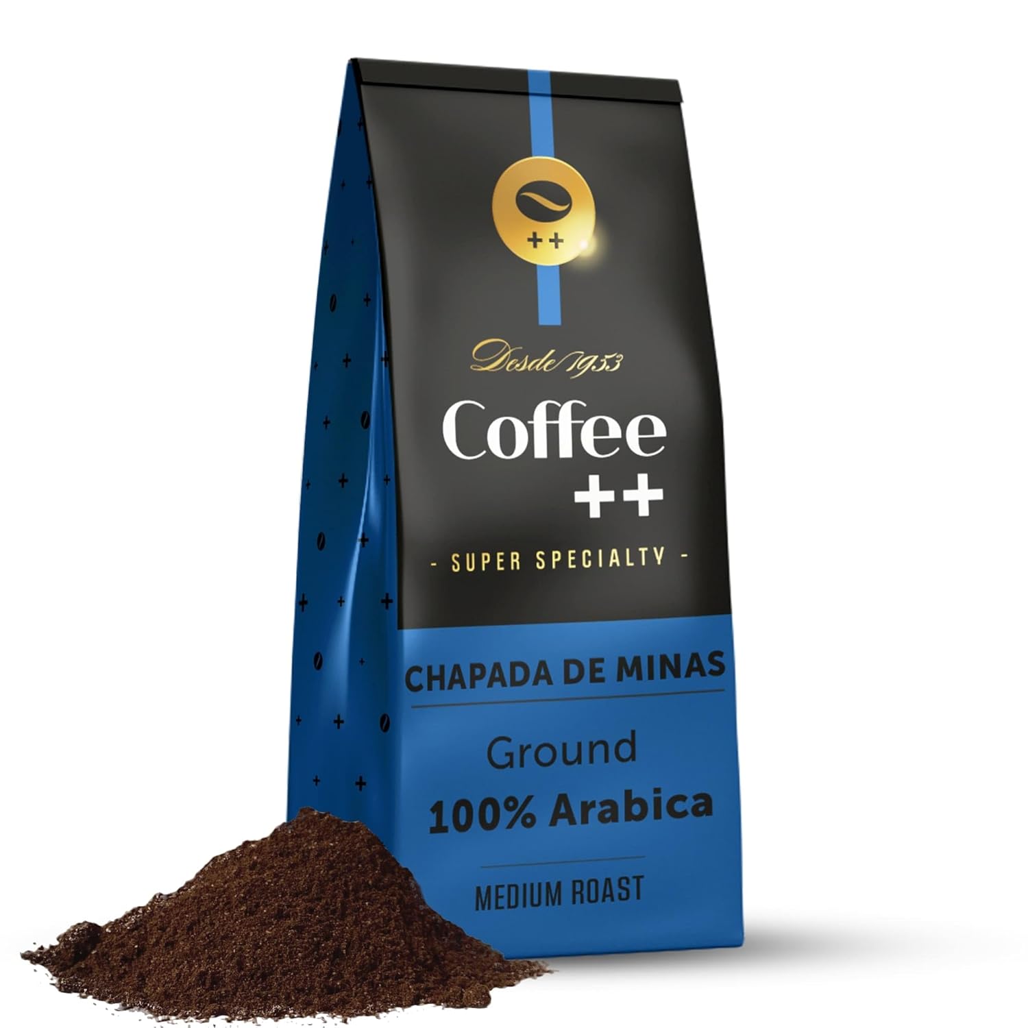Coffee Plus Super Specialty Ground Coffee - Medium Roast & Intensity Fresh Coffee Grounds, Unique Aroma & Flavor Gourmet Coffee - 84 Sca Score, 100% Arabica, 89+ Cup Of Excellence Score - Blue, 8.8 Oz