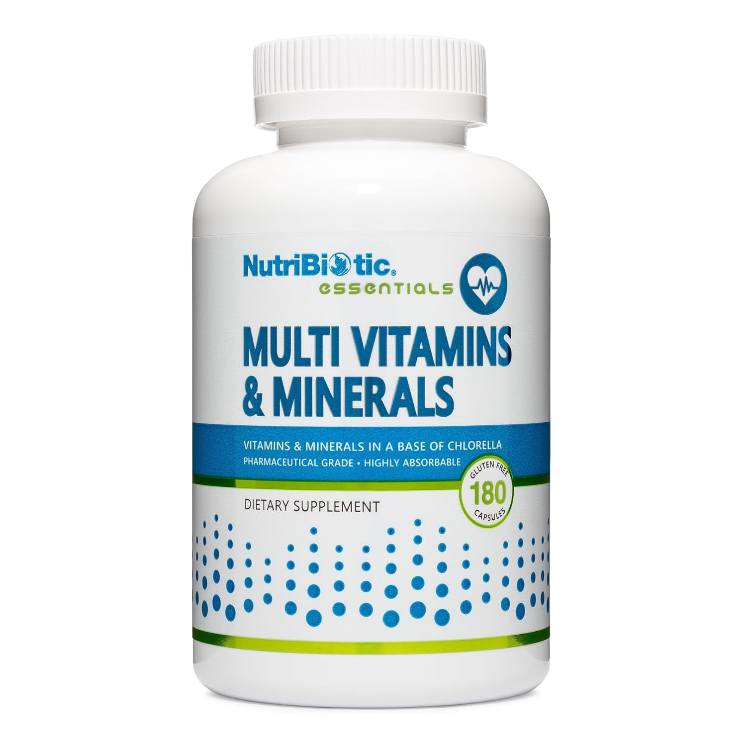 NutriBiotic ? Multi Vitamins & Minerals, 180 Ct Capsules (Formerly Hypoallergenic Multiple) | 72 Pure Trace Elements in a Base of Chlorella | Pharmaceutical-Grade & Highly Absorbable | Gluten Free