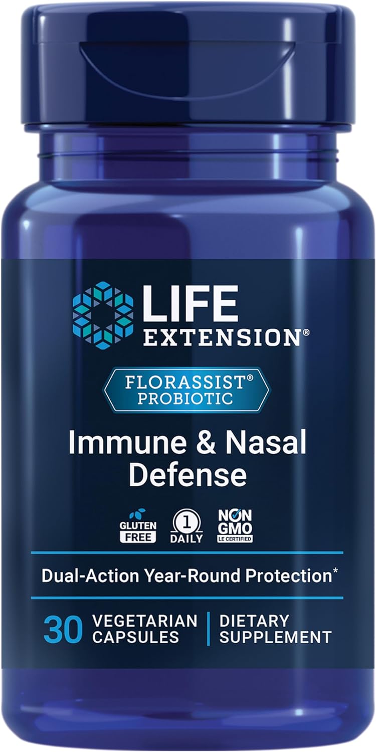 Life Extension FLORASSIST? Immune & Nasal Defense - Healthy Immune Support Probiotics Supplement for Men and Women - for Comfortable Nasal Flow & IGA Production - Non GMO, Gluten Free - 30 Capsules