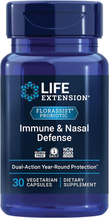 Life Extension Florassist® Immune & Nasal Defense, L. Rhamnosus Crl1505, Immune Response, Healthy Nasal Airflow, Seasonal Support, Gluten-Free, Non-Gmo, 1 Daily, Vegetarian, 30 Capsules