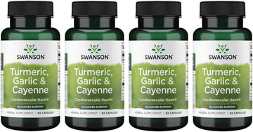 Swanson Full Spectrum Turmeric Garlic & Cayenne 60 Capsules (4 Pack)