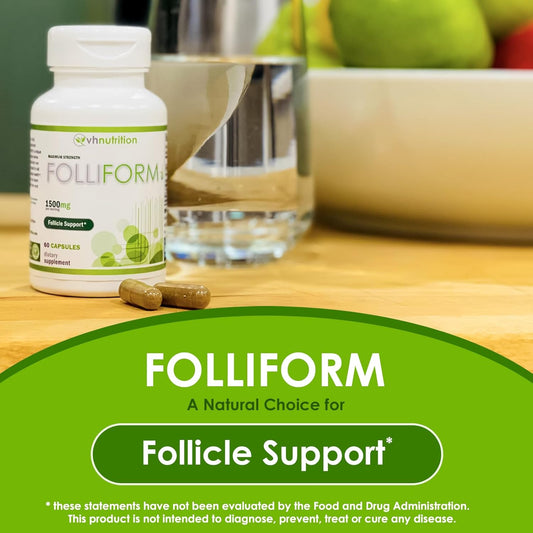 Vh Nutrition Folliform | Dht Blocker For Men And Women* | 1500Mg Saw Palmetto, Pygeum, Nettle Root Formula | Supports Healthy Hair Growth And Scalp Health | 60 Capsules