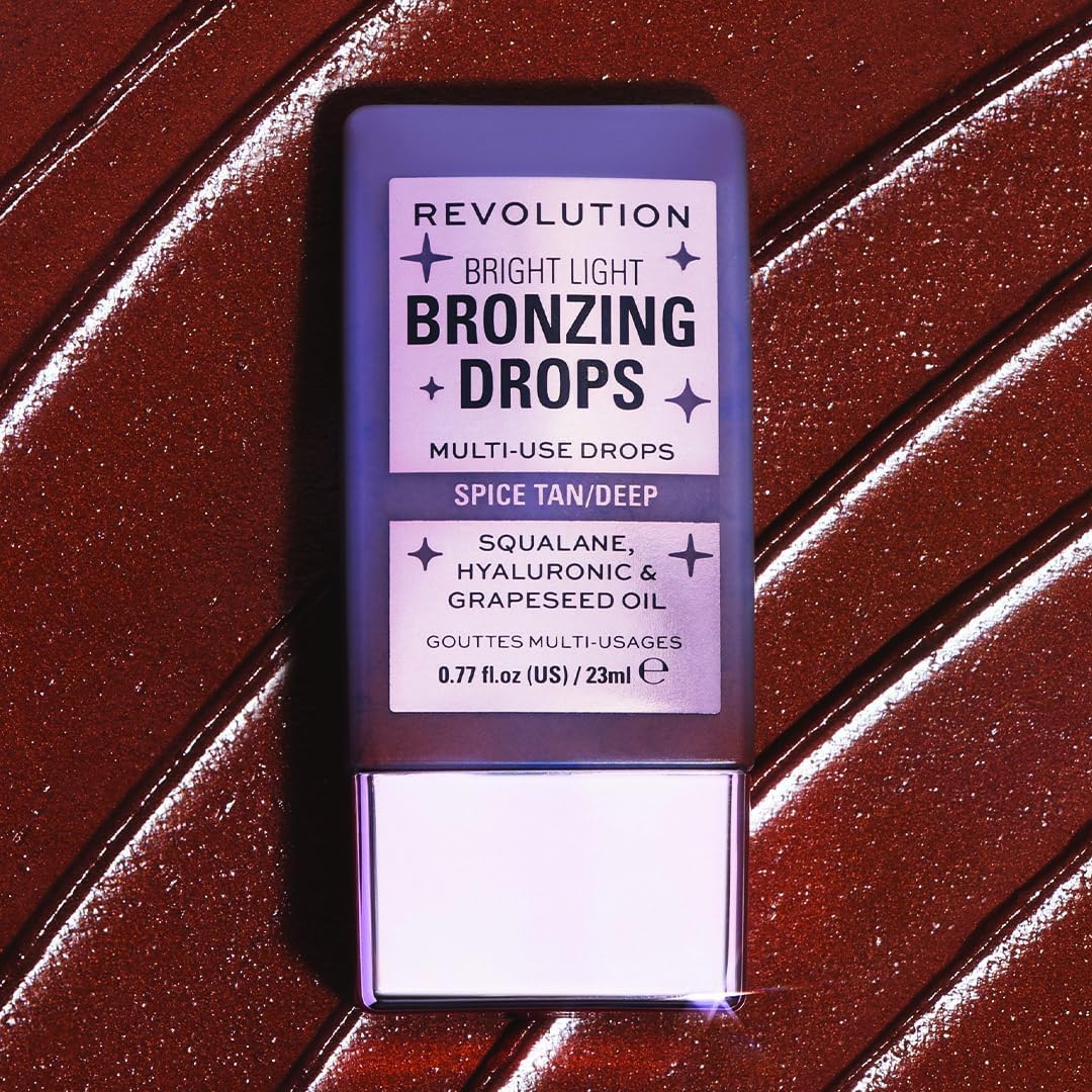 Makeup Revolution, Bright Light Bronzing Drops with Hyaluronic Acid, Sun-Kissed Finish, Deep Bronze Spice, 23ml : Amazon.co.uk: Beauty