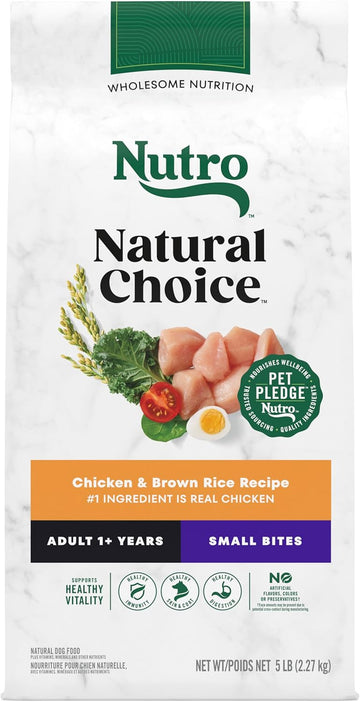 Nutro Natural Choice Small Bites Adult Dry Dog Food, Chicken And Brown Rice Recipe, 5Lbs