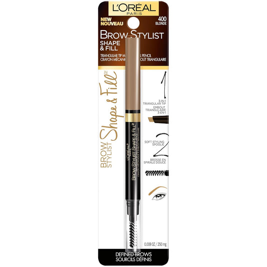 L'Oreal Paris Brow Stylist Shape & Fill Mechanical Eye Brow Makeup Pencil, Blonde, 0.008 Oz