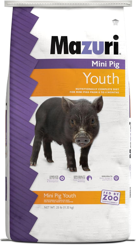 Mazuri Mini Pig Youth Diet Pig Food, 25 Lb Bag