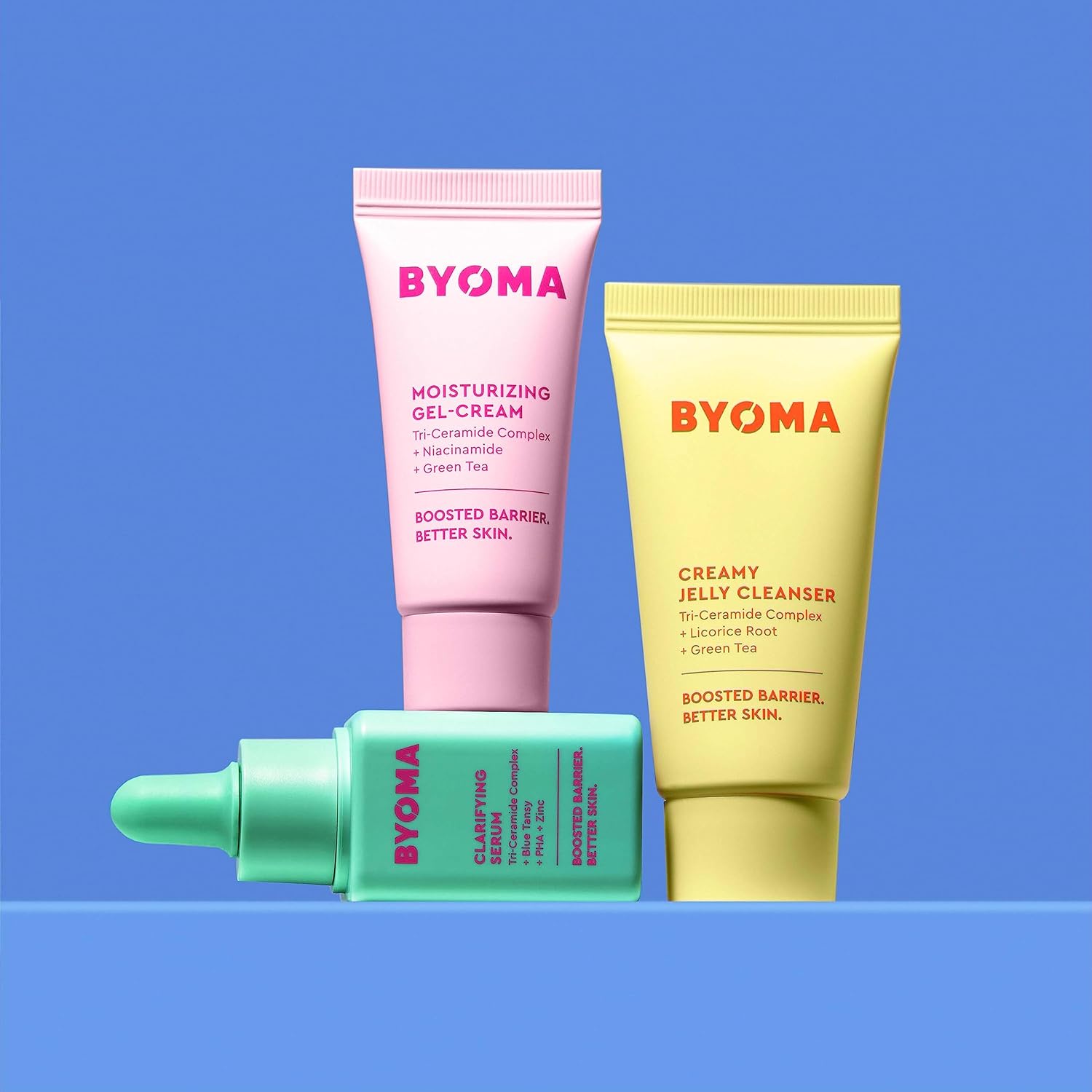 BYOMA So Clear Set - Barrier Repair Skincare Set for Acne Prone Skin - Creamy Jelly Cleanser, Clarifying Face Serum & Gel-Cream Moisturizer - Unclogs Pores, Targets Blemishes - 30ml, 15ml, 15ml : Beauty & Personal Care