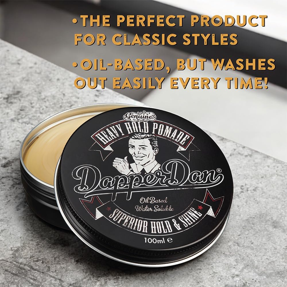 Dapper Dan Heavy Hold Pomade for Men, Strong Hold and High Shine Mens Hair Styling Product, Oil Based, Water Soluble, Liquorice and Vanilla Scent, 2 x 100 ml : Amazon.co.uk: Beauty