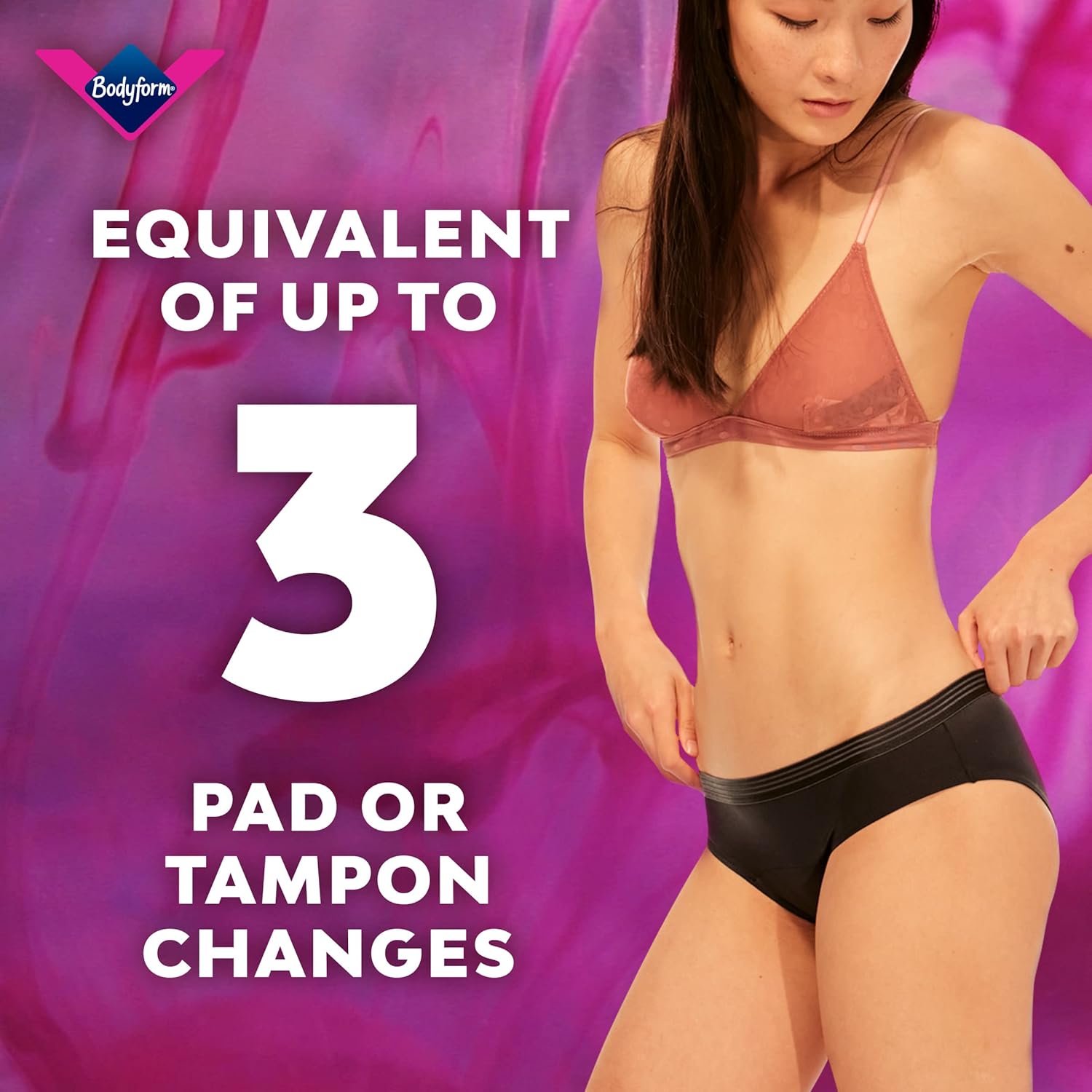 Bodyform Washable Period Pants - For Up to 12 hours of Protection Black Menstrual Underwear for Moderate Flow, Bikini Cut Pack 1, Size L : Amazon.co.uk: Health & Personal Care