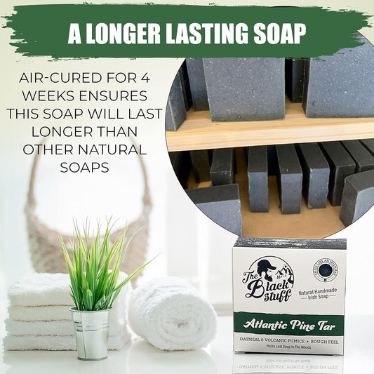 Pine Tar Soap - Mens Bar Soap Made With Pine Tar, Organic Ingredients And Essential Oils - Handmade Cold Process Body Soap For Men - Moisturizing And Cleansing Organic Bath Soaps