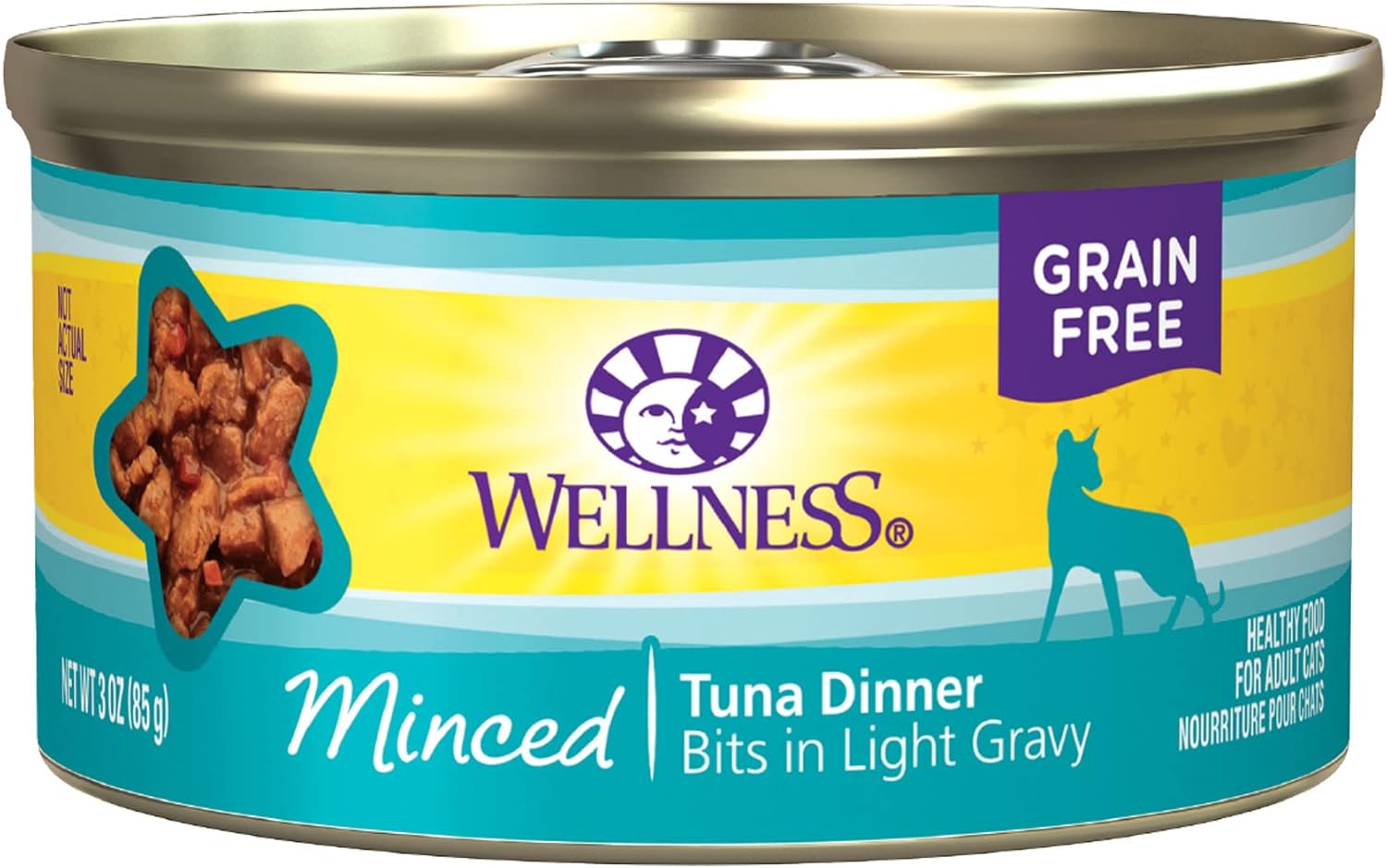 Wellness Complete Health Natural Grain Free Wet Canned Cat Food, Minced Tuna Entrée In Light Gravy, 3-Ounce Can (Pack Of 24)